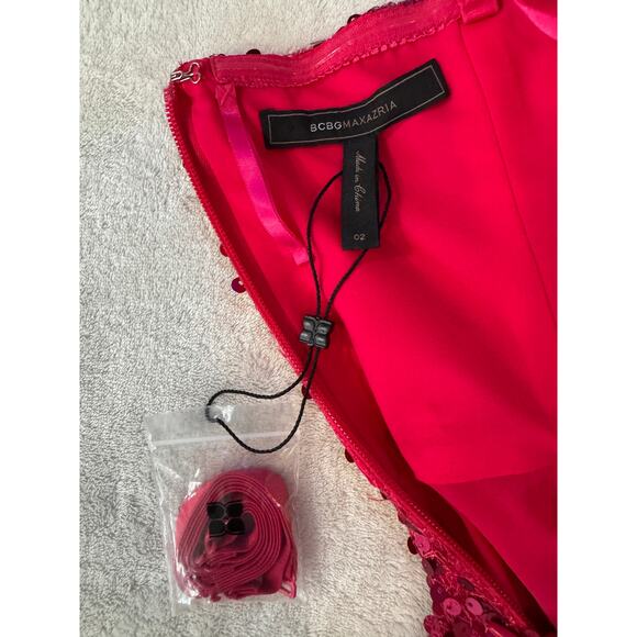 NWOT BCBG MAX AZRIA Convertible Sequin Strapless Dress Size 2 Azalea Pink Party - Picture 5 of 6